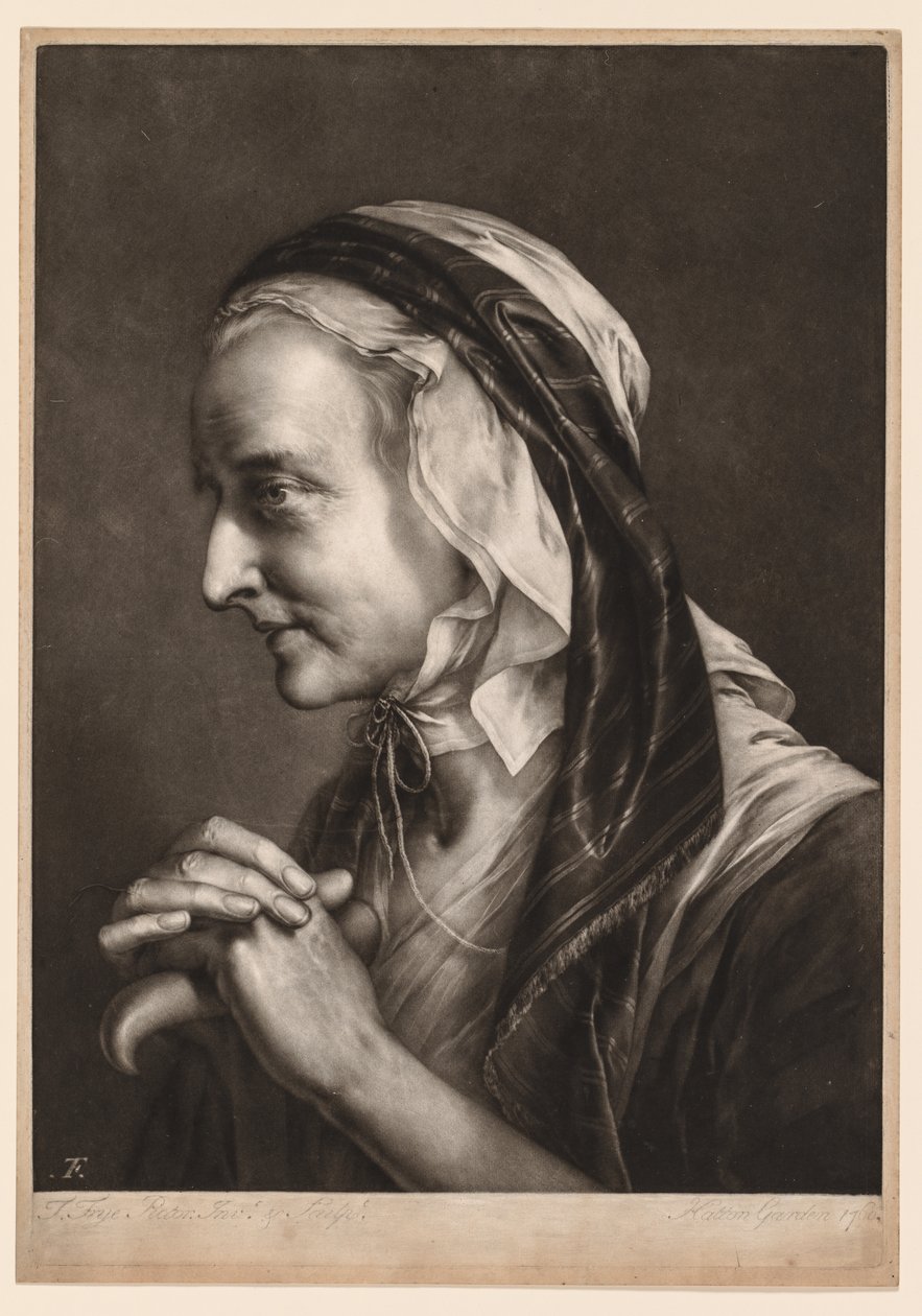 Første serie af hoveder i naturlig størrelse: Mrs. Frye, 1760. af Thomas Frye