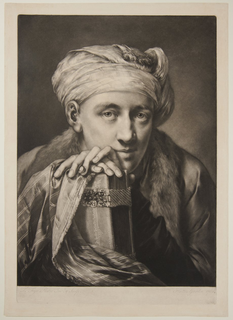 Mann mit Turban, der sich auf ein Buch stützt af Thomas Frye