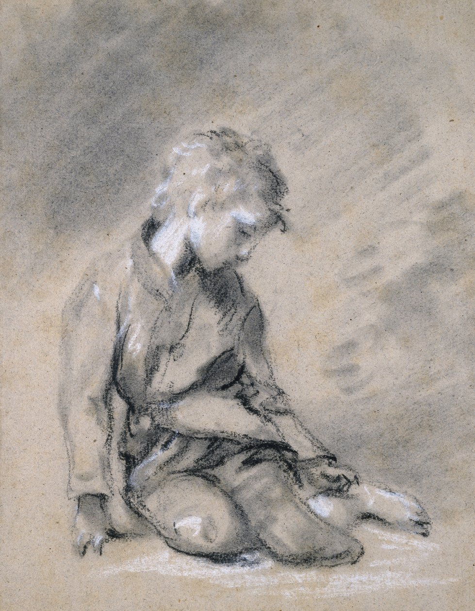 Beggar Boy, omkring 1780 (sort kridt og stub, forhøjet med hvidt, på blegt brunt papir) af Thomas Gainsborough