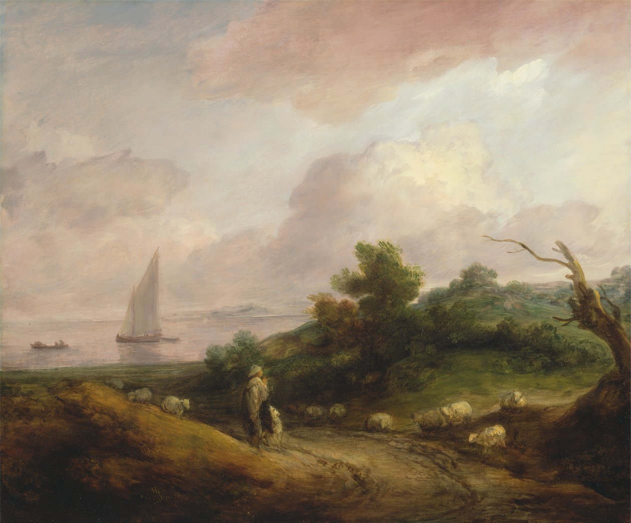 Kystlandskab med en hyrde og hans flok, mellem 1783 og 1784. af Thomas Gainsborough