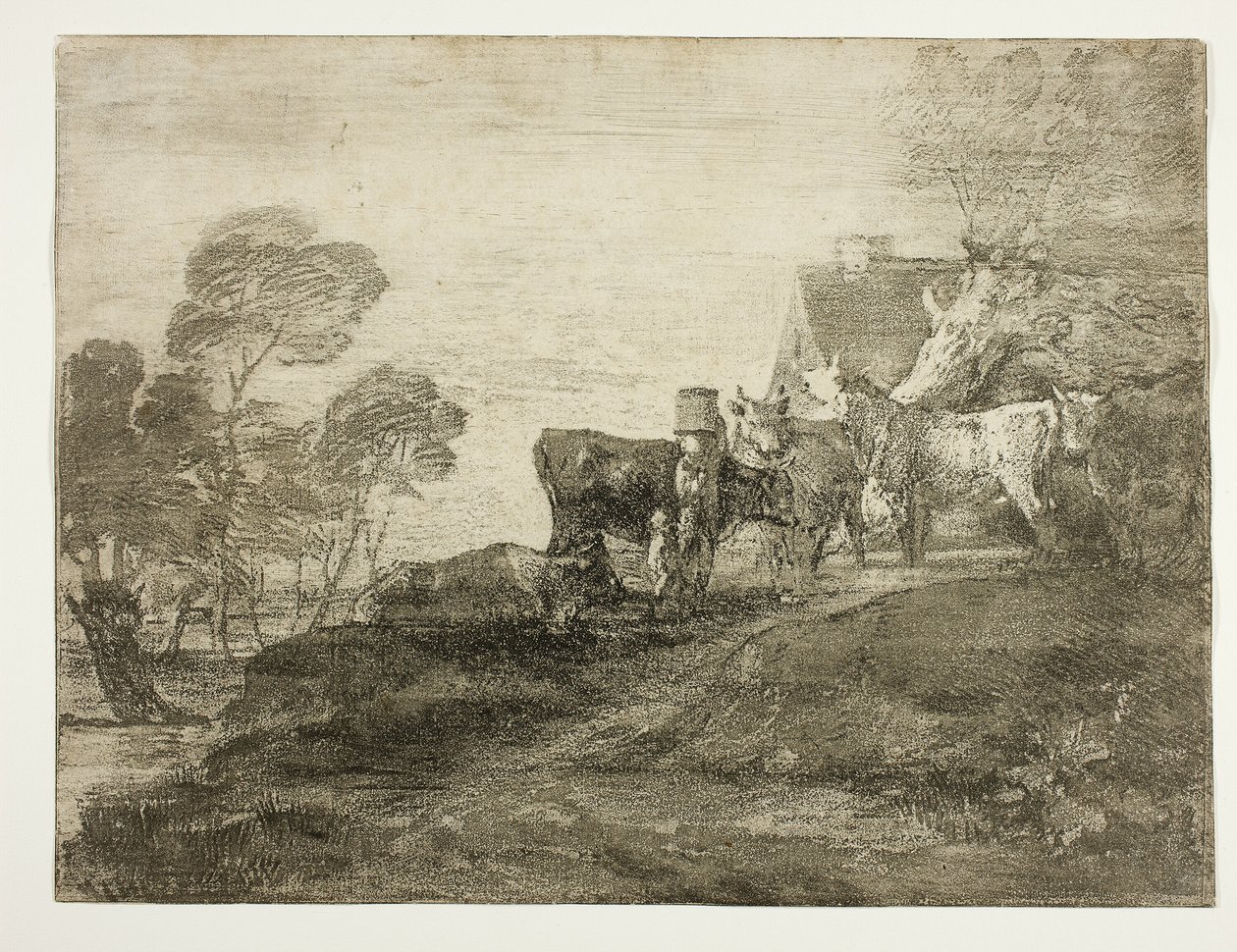 Landskab med kvæg ved et sommerhus af Thomas Gainsborough