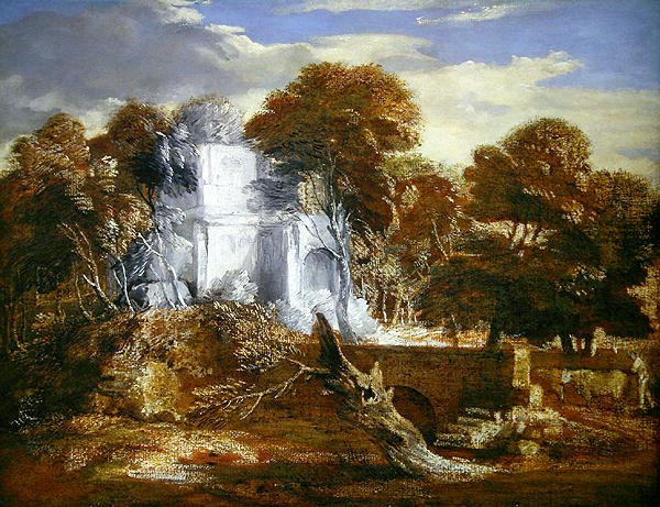 Landskab med en figur og kvæg (olie på lærred) af Thomas Gainsborough