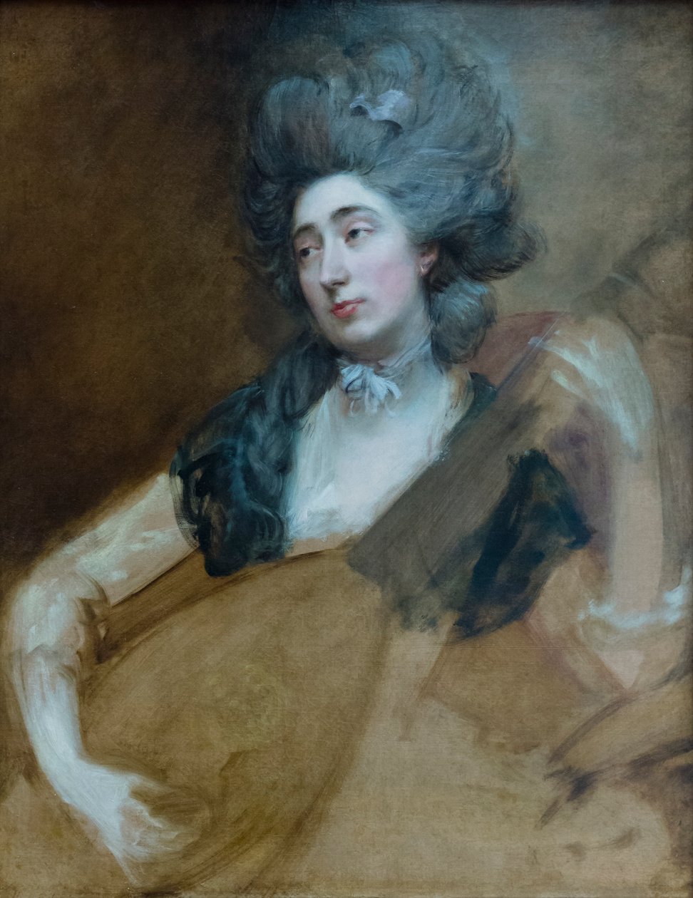 Margaret Gainsborough holder en theorbe, ca. 1777 (olie på lærred) af Thomas Gainsborough