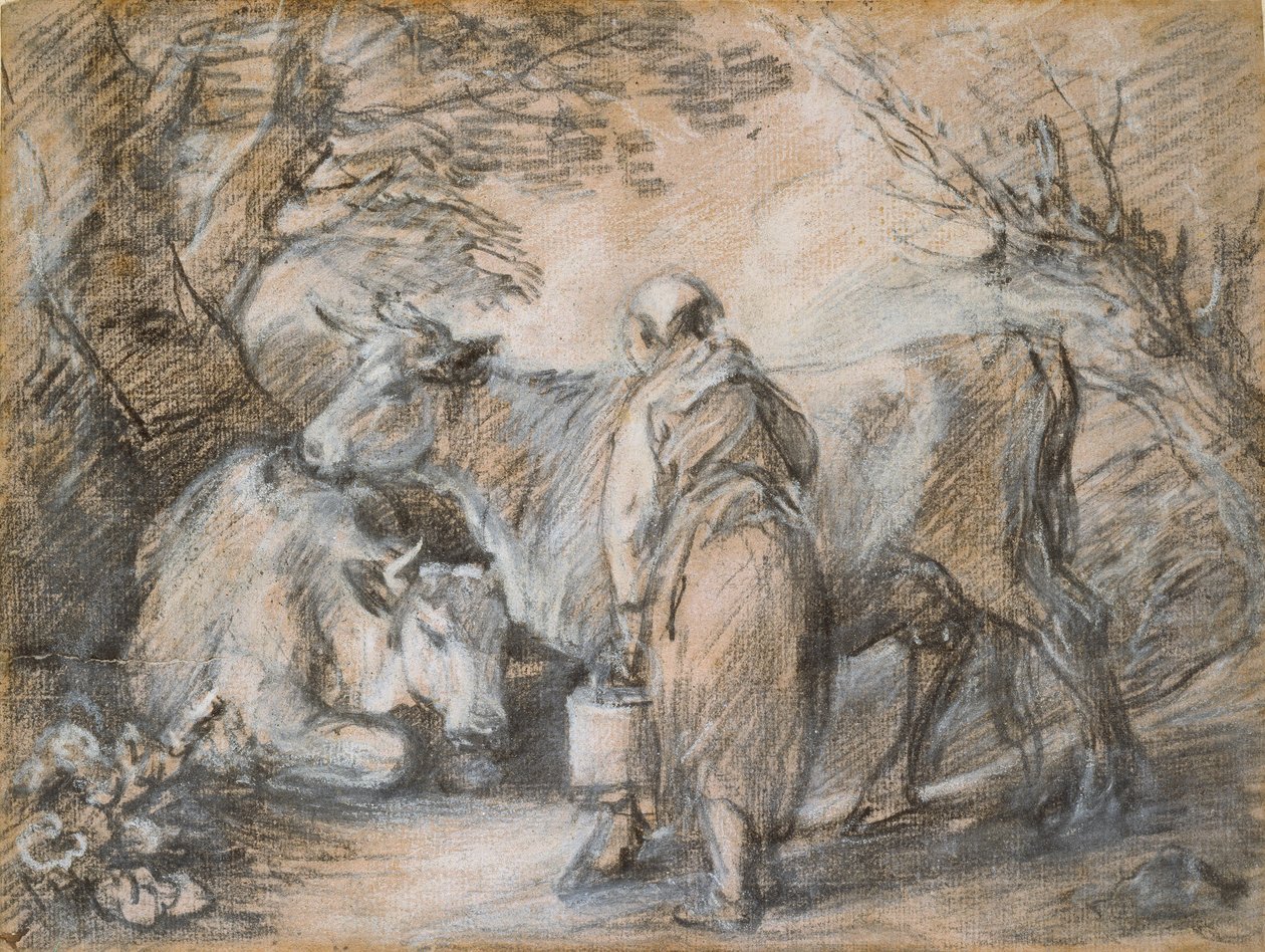 Mælkepige med to køer, midten af 1700-tallet af Thomas Gainsborough