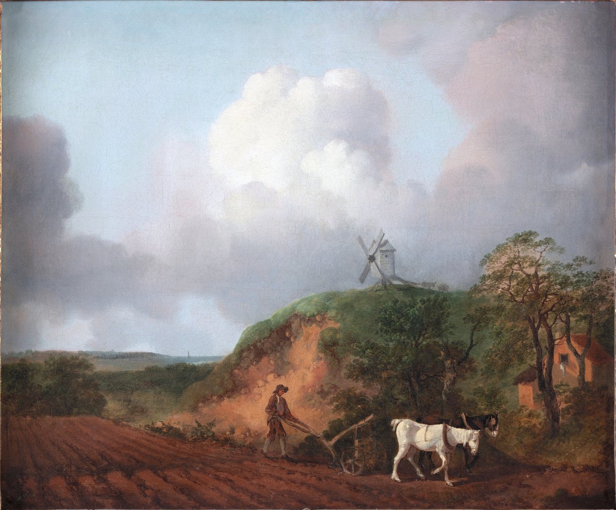 Bonde, der pløjer med to heste, 1750-1753 af Thomas Gainsborough