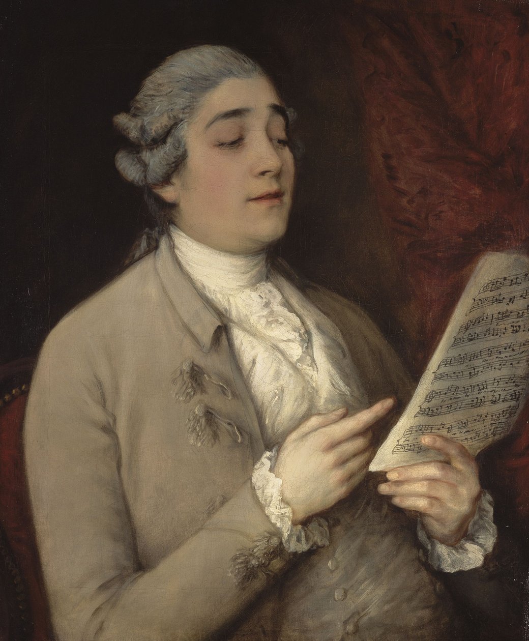 Portræt af Giusto Ferdinando Tenducci 1736-1790, kendt som il Senesino, ca 1770. af Thomas Gainsborough