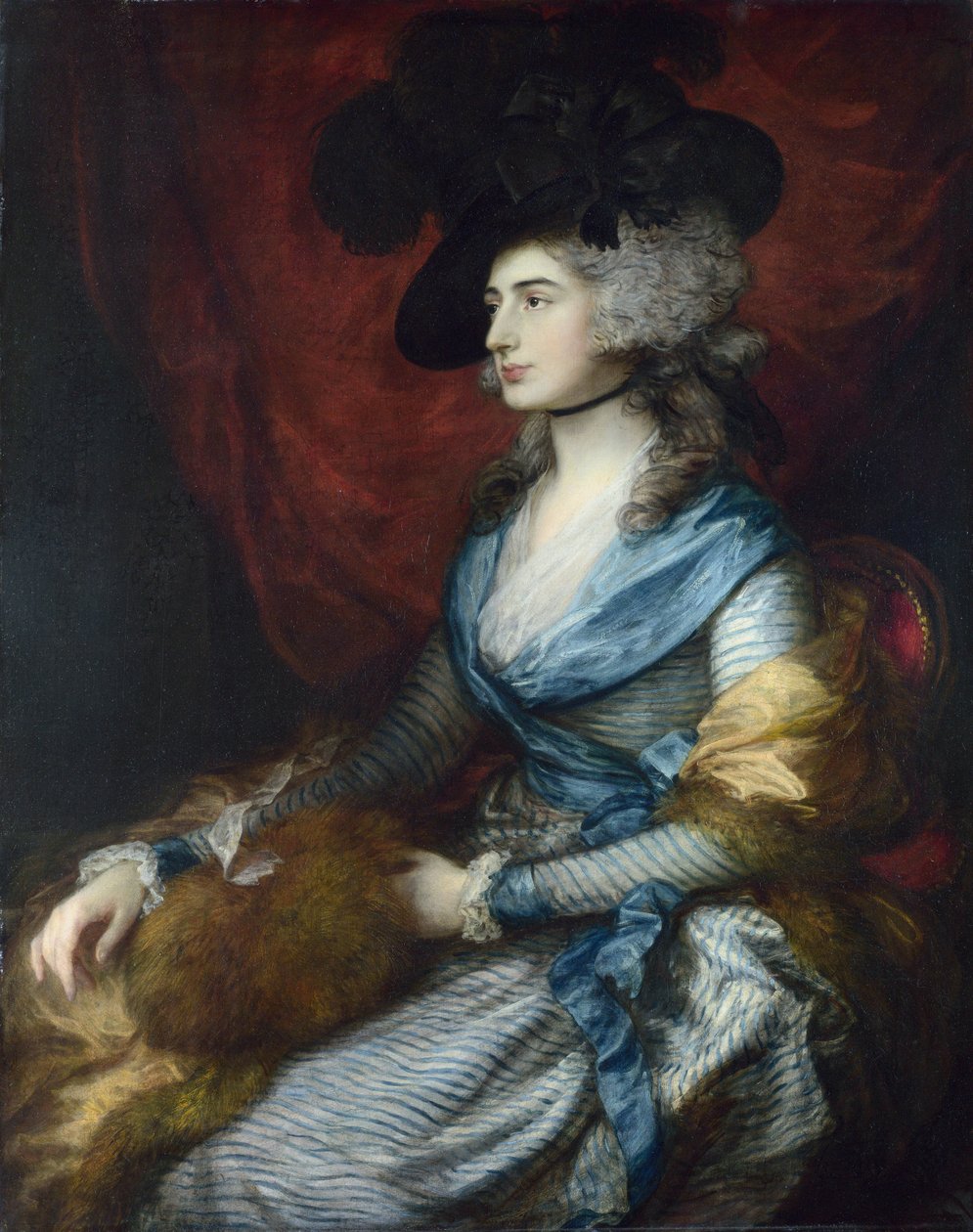 Portræt af Sarah Siddons (1755-1831) - Peinture de Thomas Gainsborough (1727-1788), Olie på lærred 1785 - National Gallery, London 126x99,5 af Thomas Gainsborough