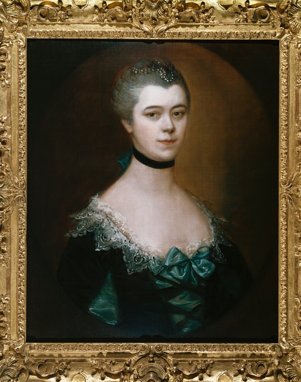 Portræt af grevinden af Sussex, brystlængde, i en blå kjole med sorte sider af Thomas Gainsborough