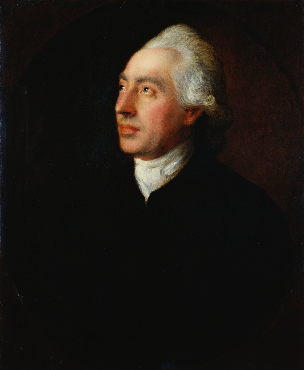 Portræt af pastor Humphrey Gainsborough i sort frakke og hvidt halsbånd af Thomas Gainsborough