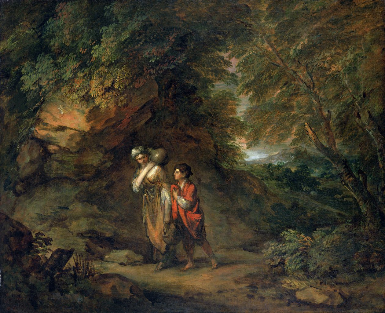 Klippelandskab med Hagar og Ismael (olie på lærred) af Thomas Gainsborough