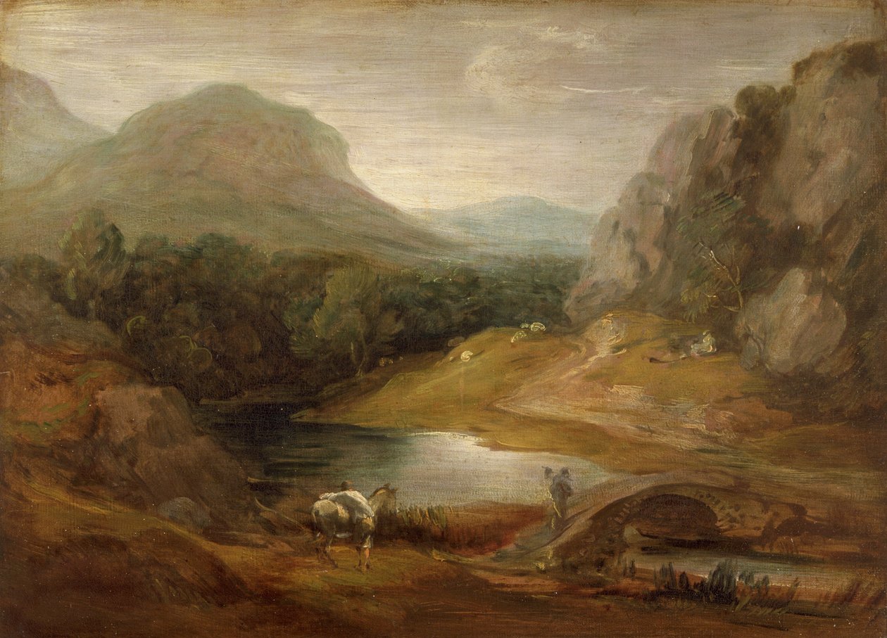 Klippelandskab med en bro af Thomas Gainsborough