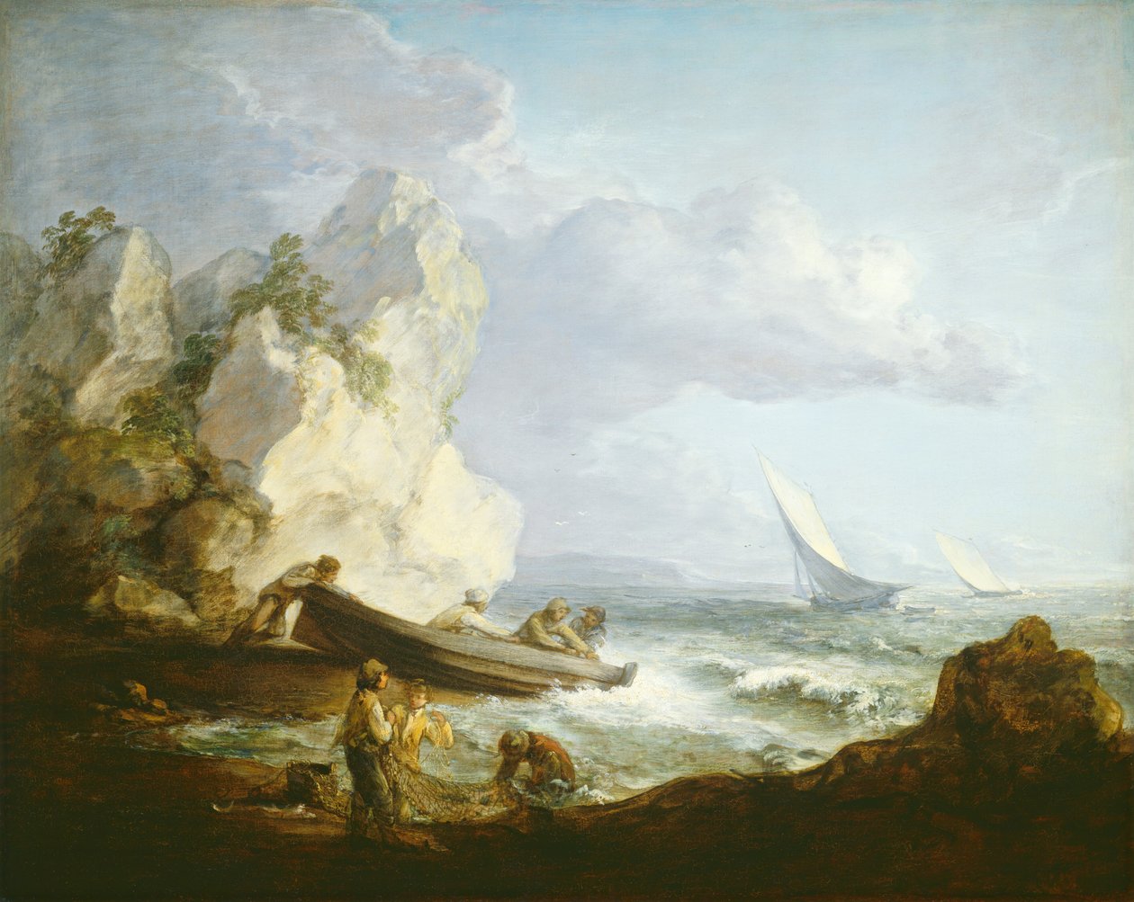 Strand med fiskere, ca. 1781-82 (olie på lærred) af Thomas Gainsborough