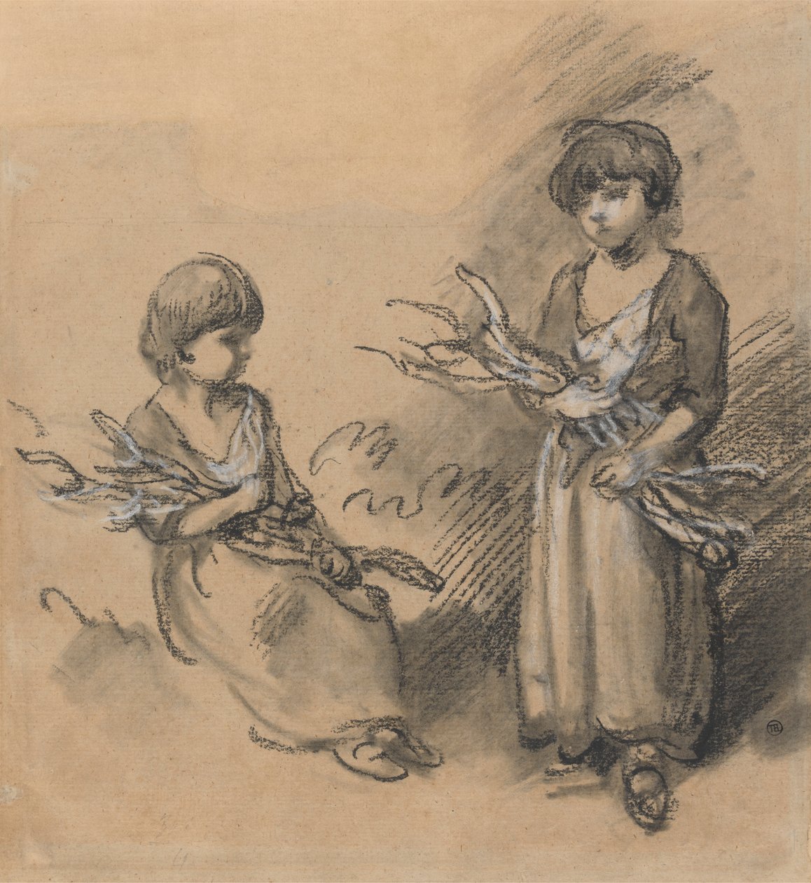 Undersøgelser af piger, der bærer fagots af Thomas Gainsborough