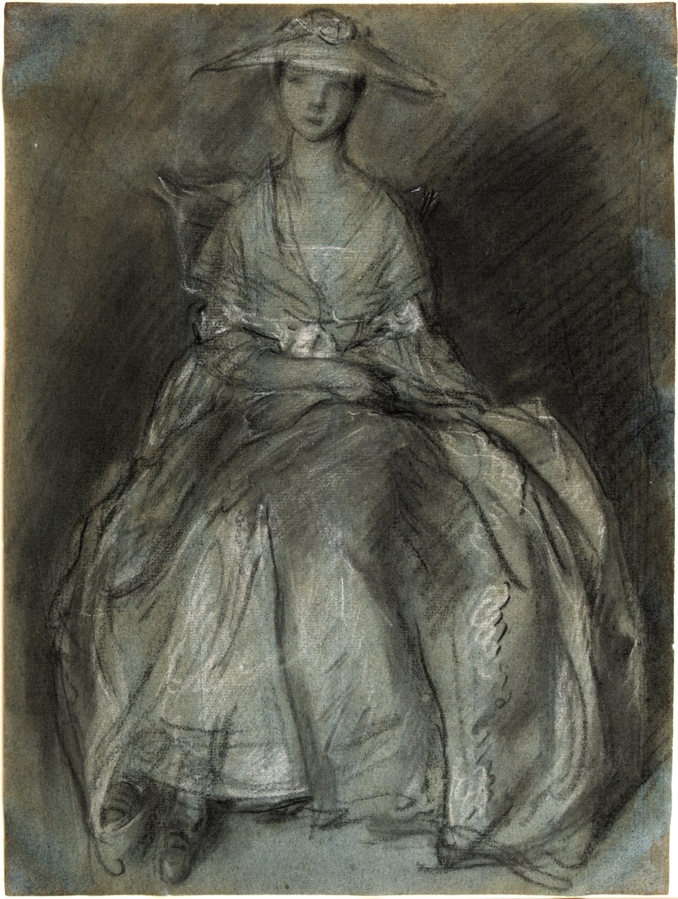Studie af en siddende kvinde (recto); studie af en lille pige siddende på en bænk (verso) af Thomas Gainsborough