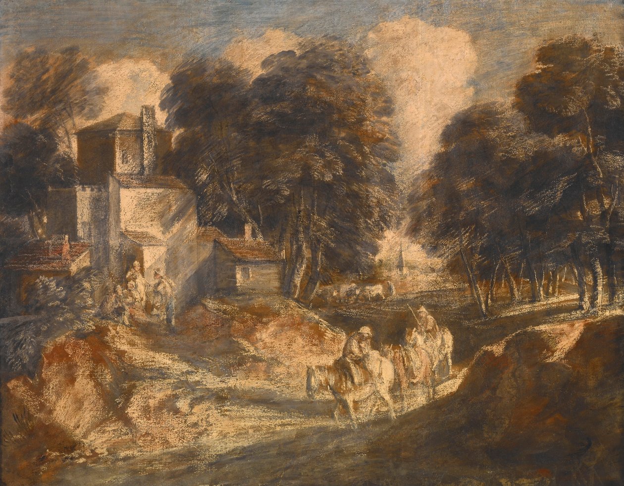 Waldlandschaft mit berittenen Bauern af Thomas Gainsborough