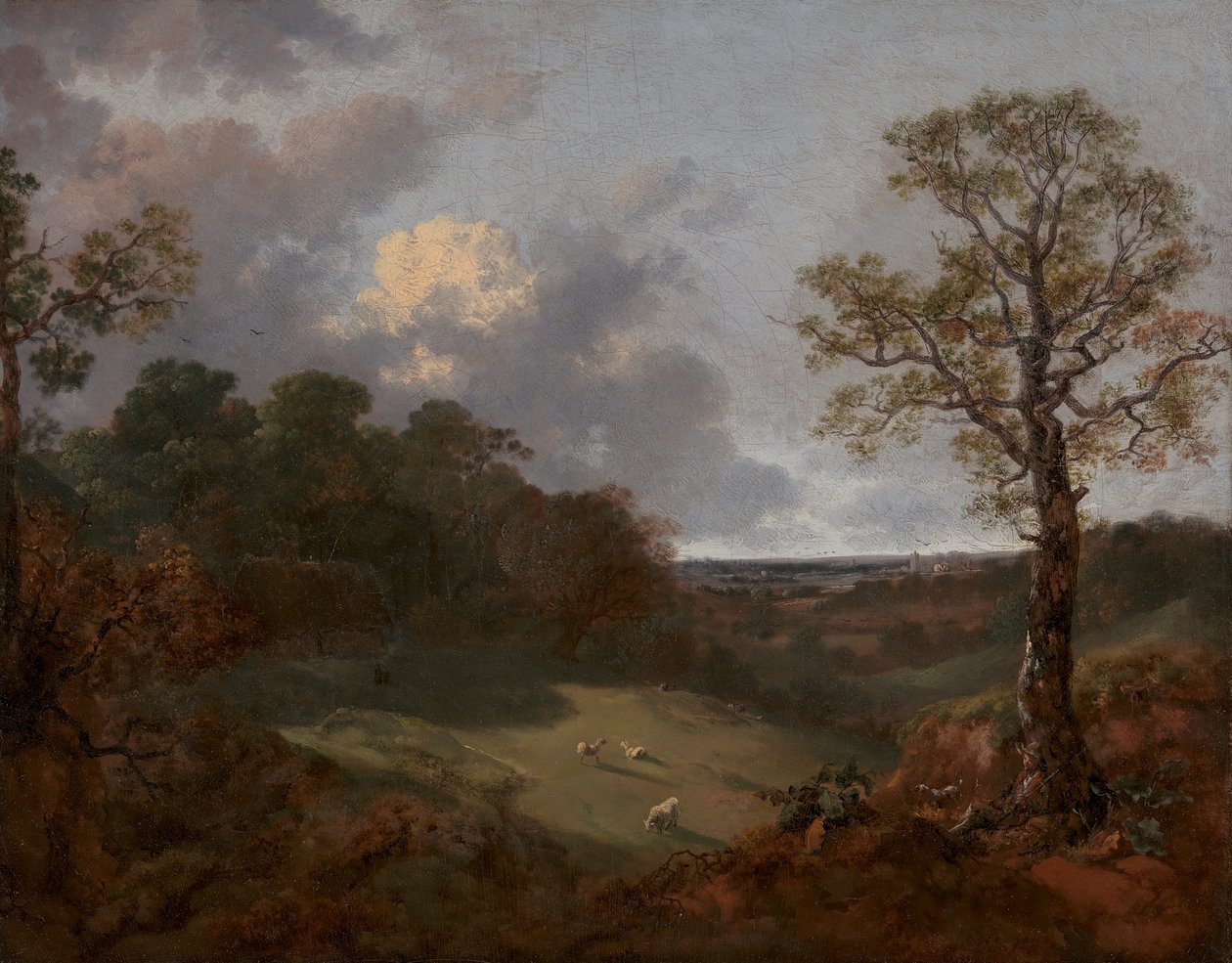 Skovklædt landskab med hytte og hyrde, 1748 til 1750. af Thomas Gainsborough
