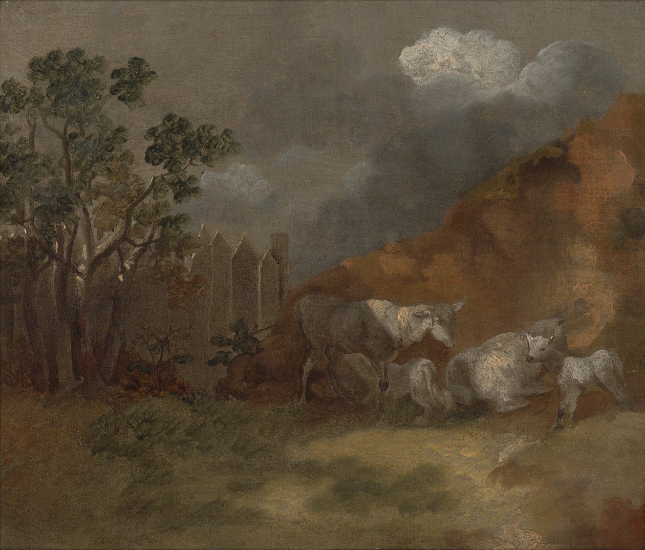Får og lam ved et hegn af Thomas Gainsborough RA