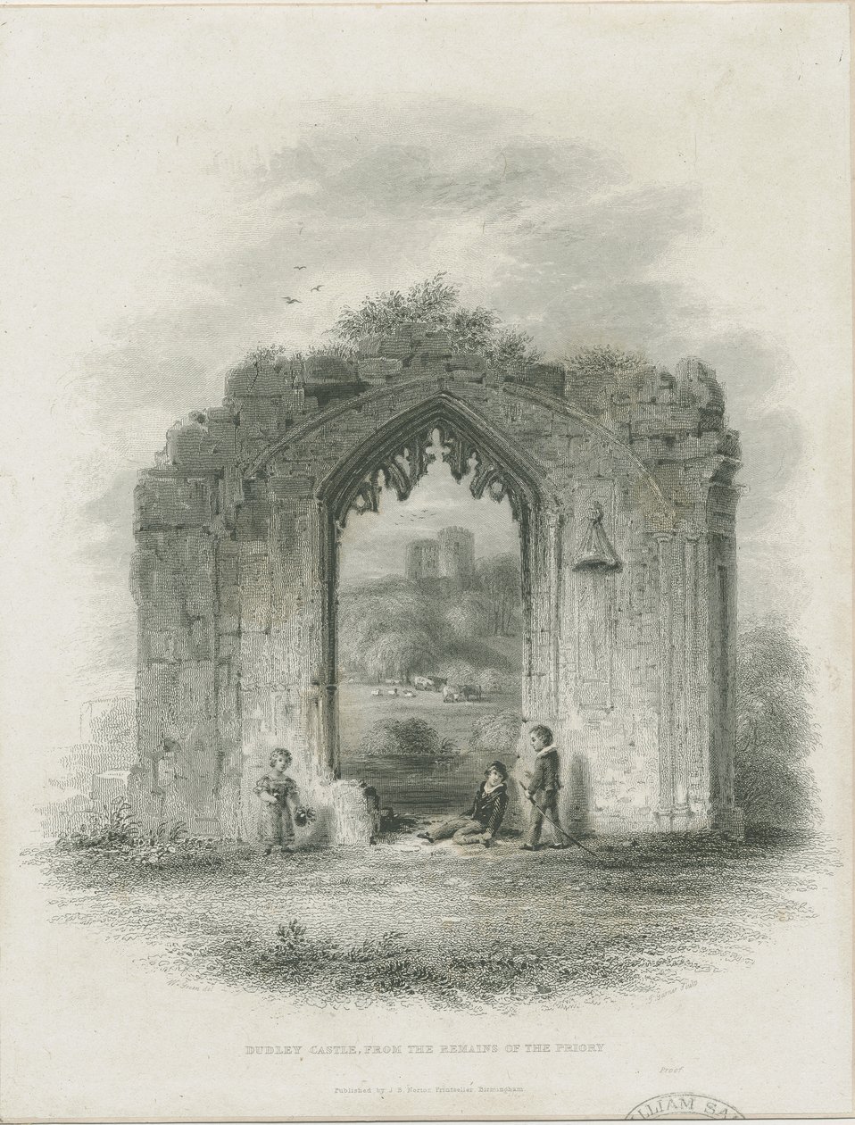 Dudley Castle - The Keep: gravering (vignetter) og [? 1800-tallet] (tryk) af Thomas Garner
