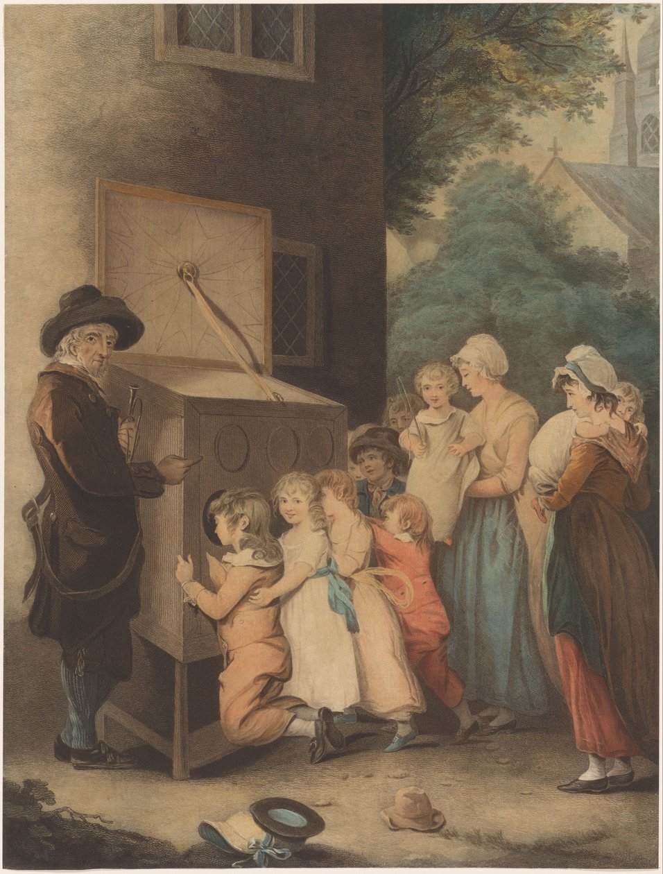 Børn omkring et udsigtsskab The Show Man / La Piece Curieuse af Thomas Gaugain