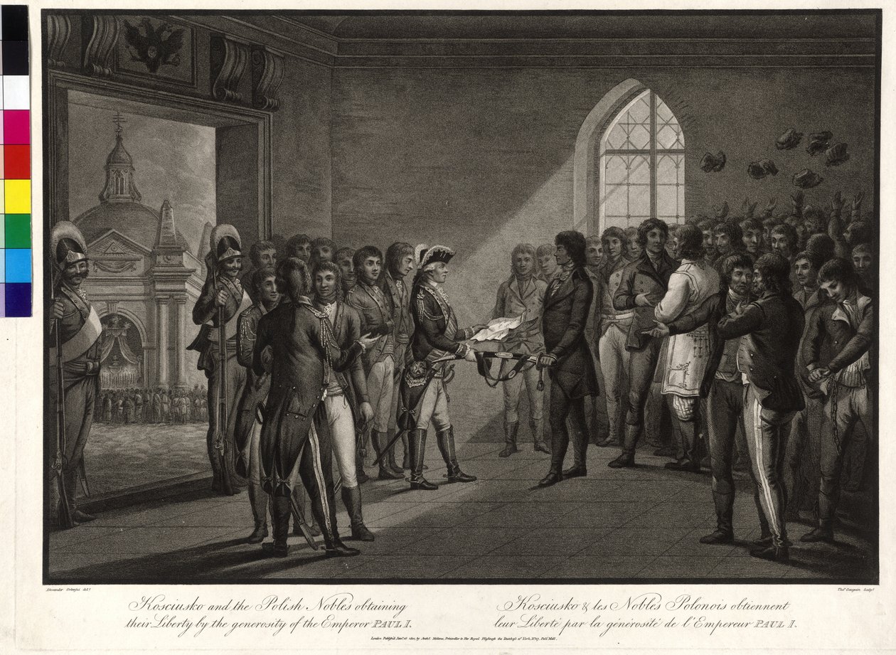 Tadeusz Kosciuszko og de polske aristokrater stemmer på zar Paul I for at få deres frihed tilbage af Thomas Gaugain