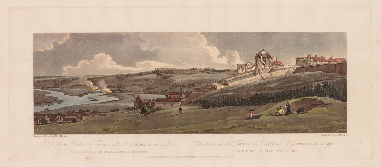Et udvalg af tyve af de mest maleriske udsigter i Paris: Udsigt fra Palace Terrace, 1803. af Thomas Girtin