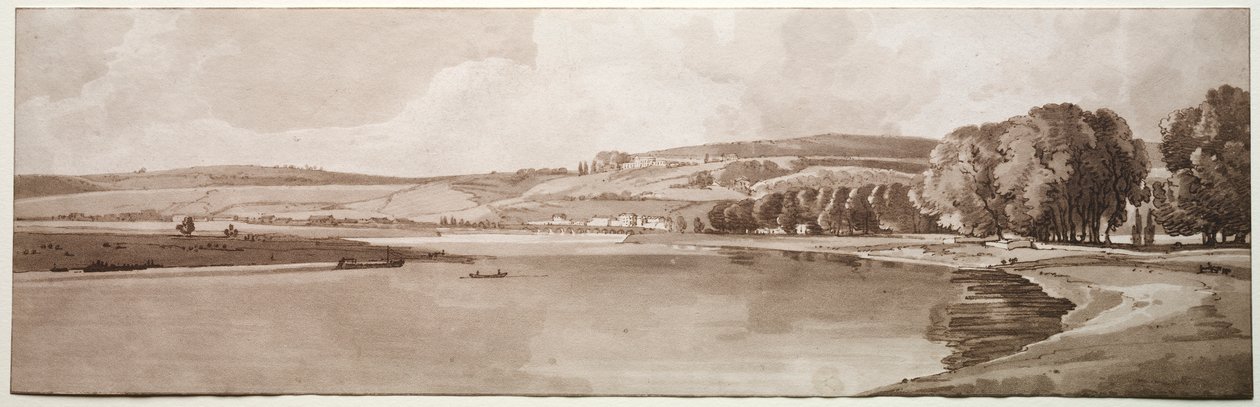 Et udvalg af tyve af de mest maleriske udsigter i Paris: Udsigt over Belle Vue & Pont de Sêve af Thomas Girtin