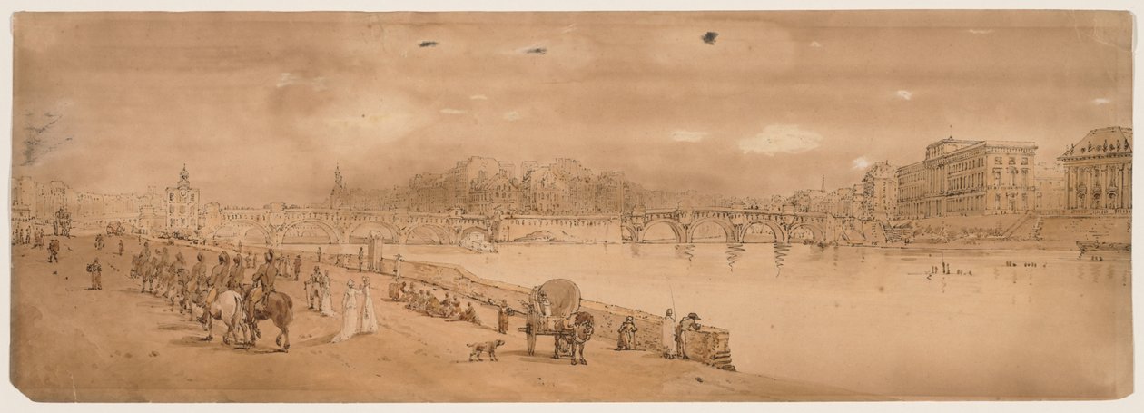 Et udvalg af tyve af de mest maleriske udsigter i Paris: Udsigt over Pont Neuf og mønten af Thomas Girtin