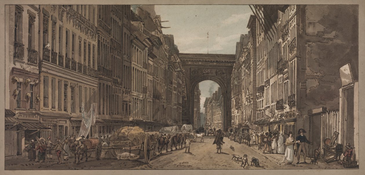 Et udvalg af tyve af de mest maleriske udsigter i Paris: Udsigt over porten til St. Denis..., 1803 af Thomas Girtin