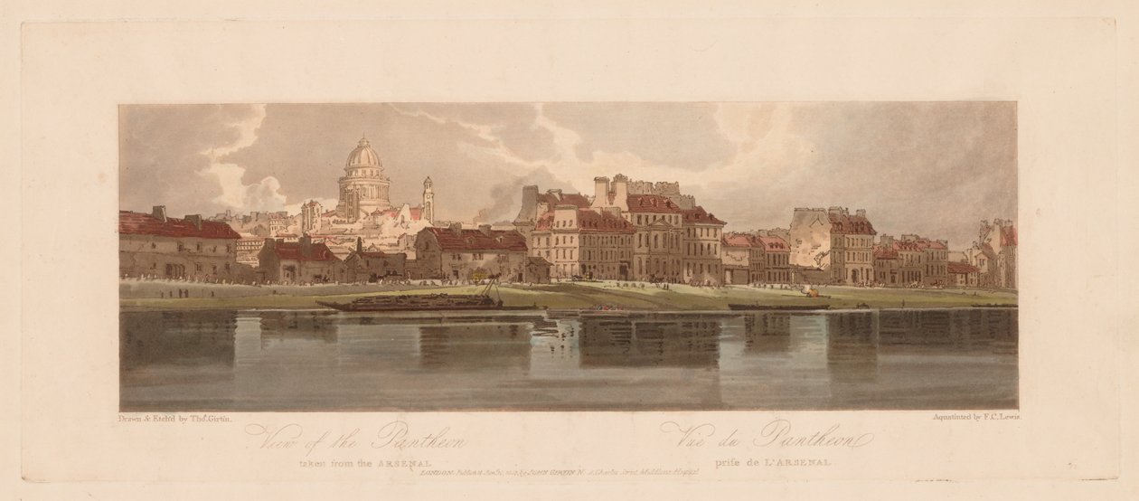 Et udvalg af tyve af de mest maleriske udsigter i Paris: Udsigt over Pantheon..., 1803. af Thomas Girtin