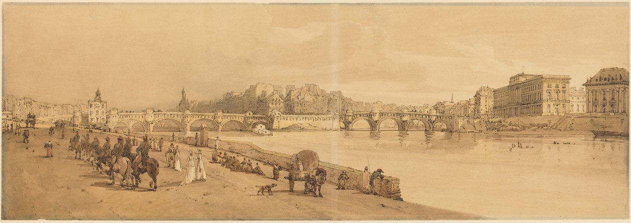 Et udsnit af Pont Neuf, Møntværket osv.: pl. 8 af Thomas Girtin