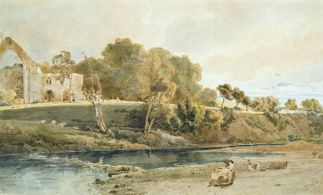 Bolton Abbey, Yorkshire af Thomas Girtin