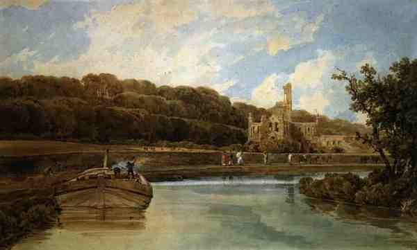 Kirkstall Abbey, Yorkshire (akvarel på papir) af Thomas Girtin