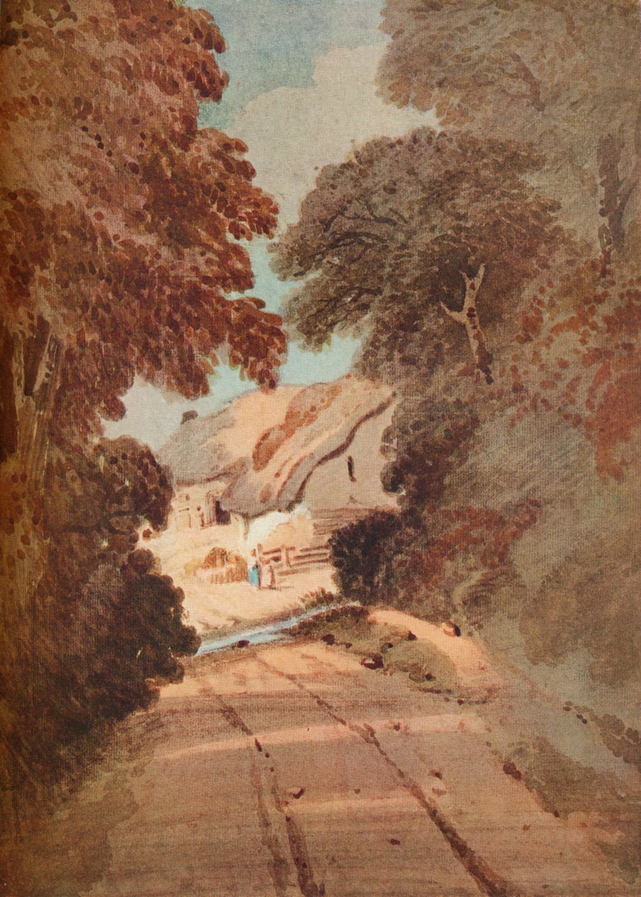 Bane og hytter, c1800 af Thomas Girtin