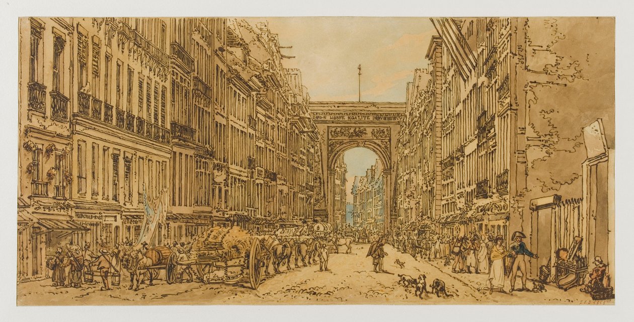 Faubourg og Porte Saint-Denis, 1801–1802. 10. og 12. arrondissement af Thomas Girtin