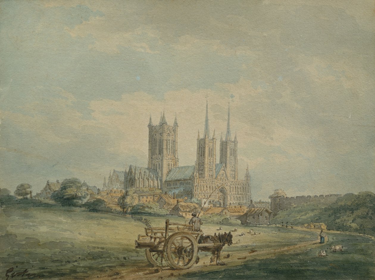 Lincoln katedral af Thomas Girtin