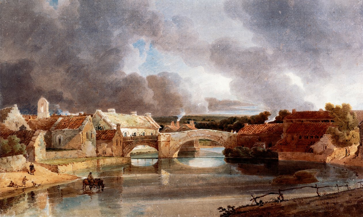 Morpeth Bridge, omkring 1802 (blæk og akvarel) af Thomas Girtin