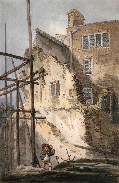 Dele af resterne af den gamle Drury Lane (akvarel på papir) af Thomas Girtin