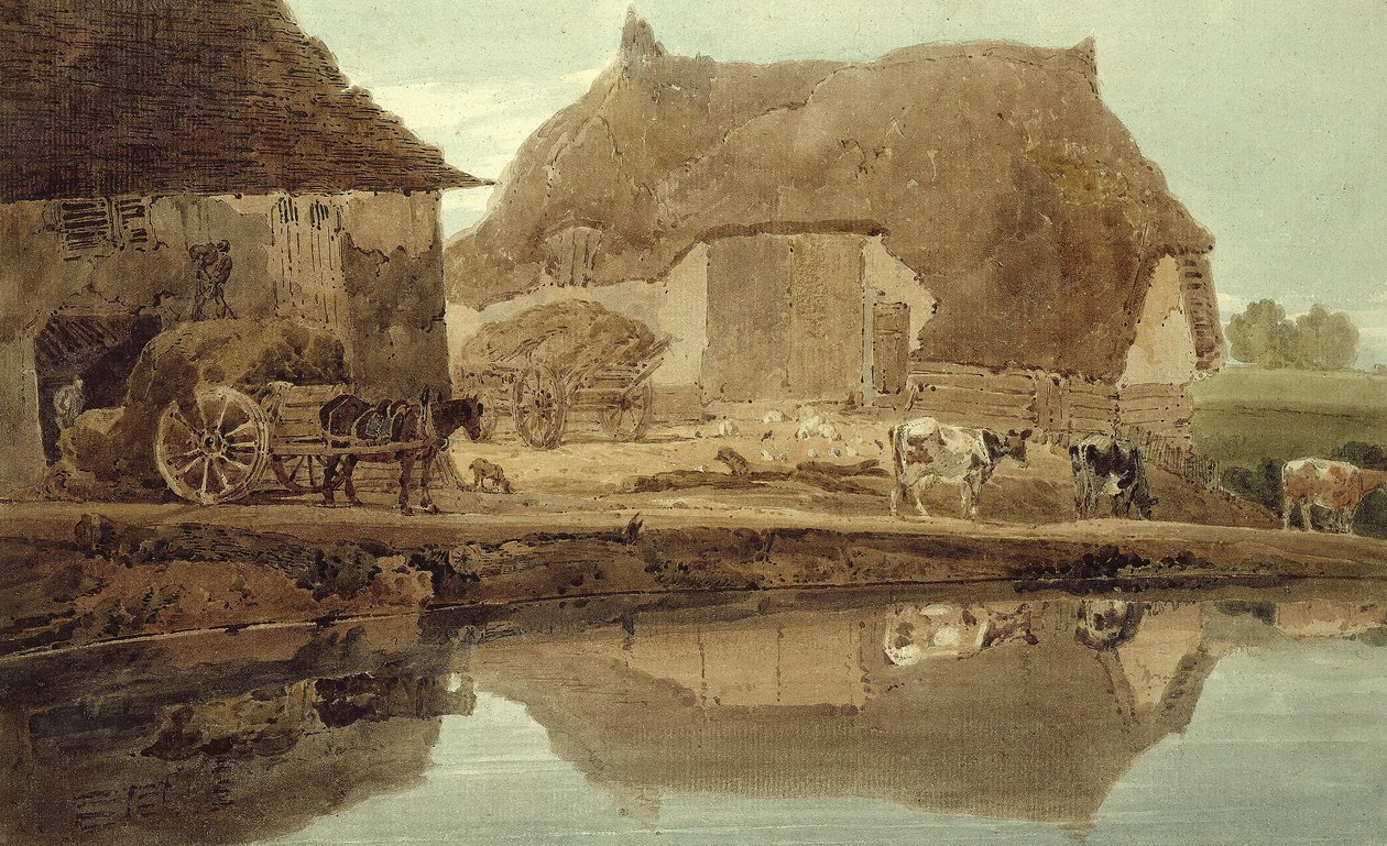 Phineas Borrets gård nær Saffron Walden af Thomas Girtin