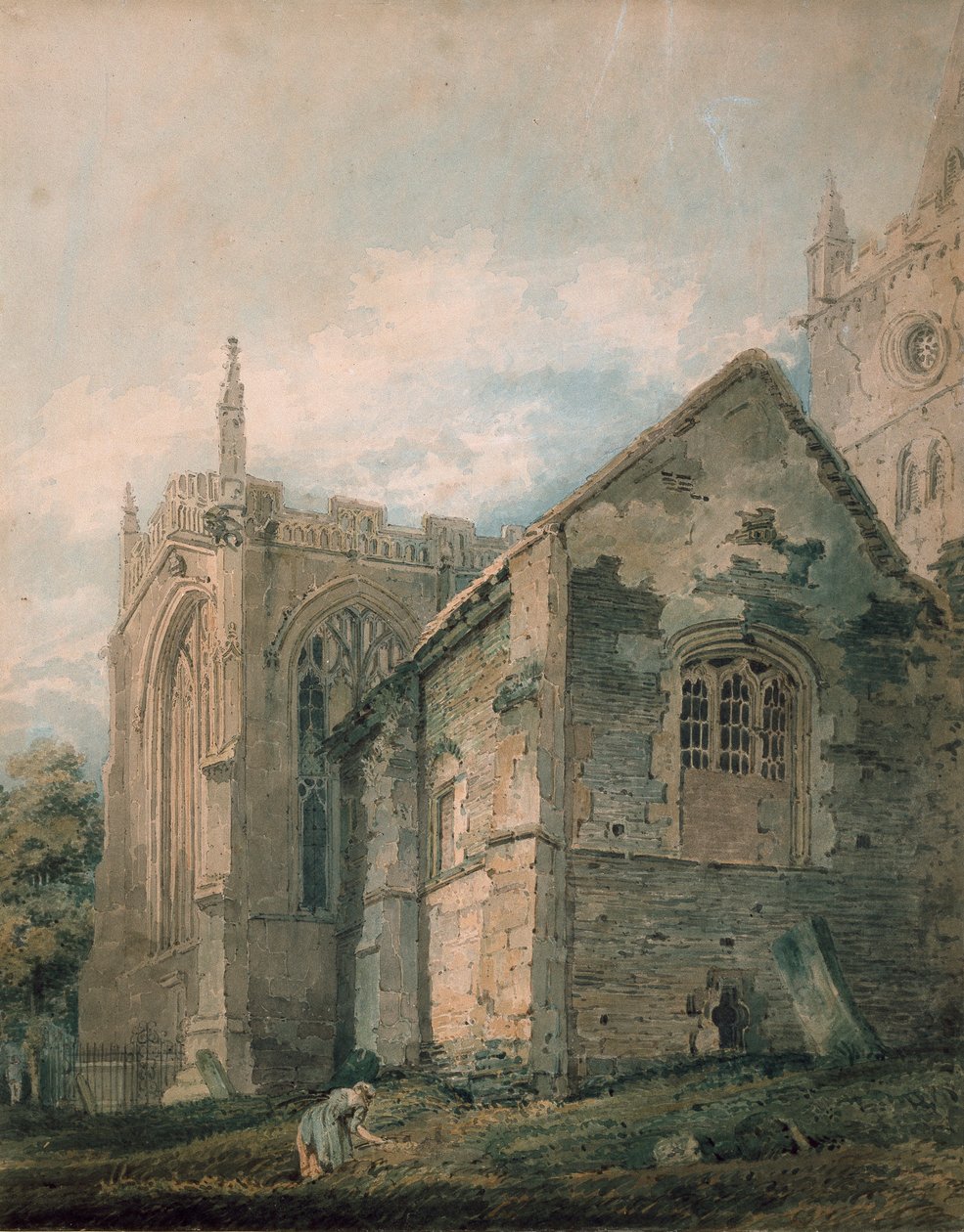 The Ancient Charnel House, Holy Trinity Church, Stratford-upon-Avon, 1700-tallet af Thomas Girtin