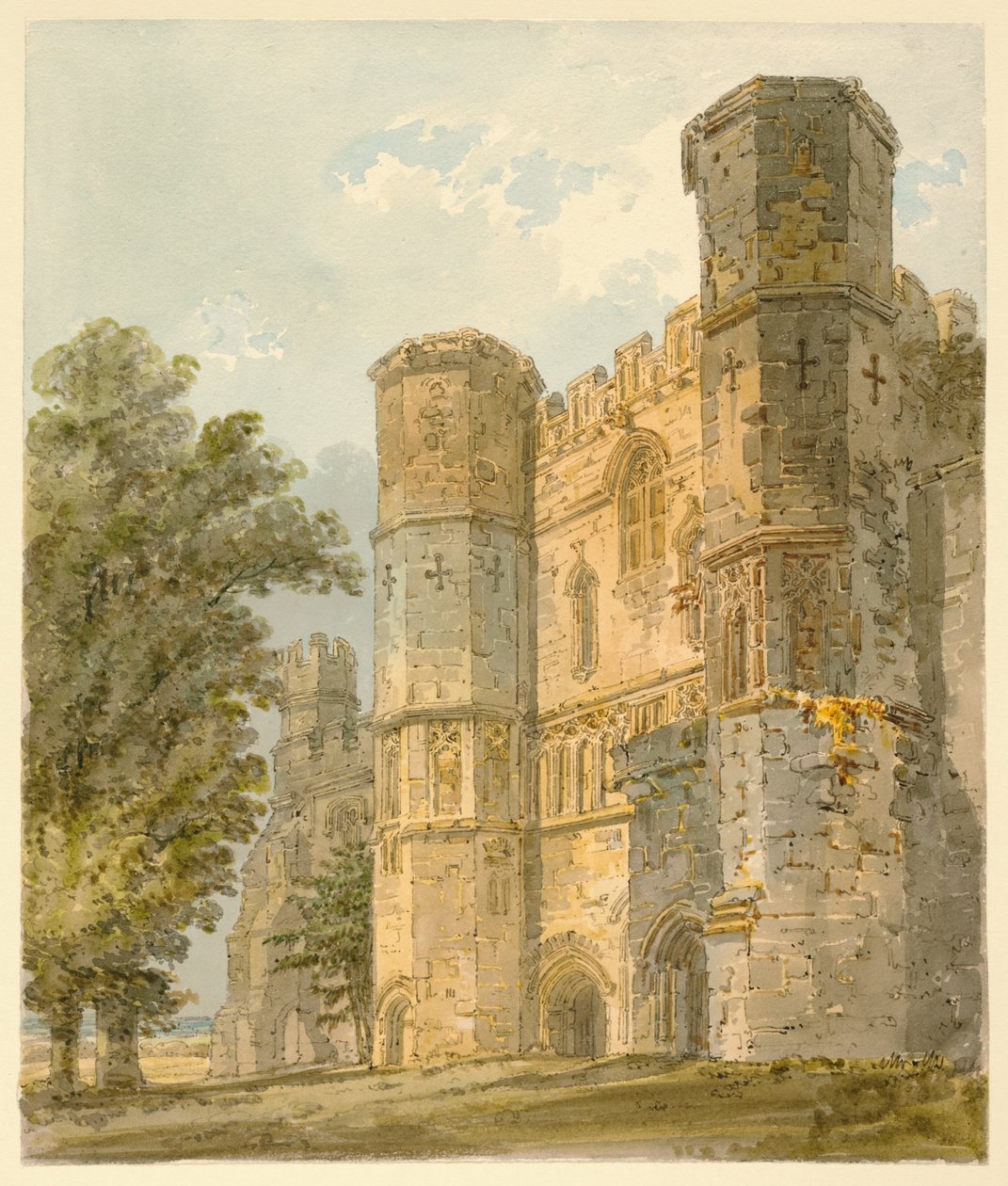 Porthuset ved Battle Abbey, Sussex af Thomas Girtin