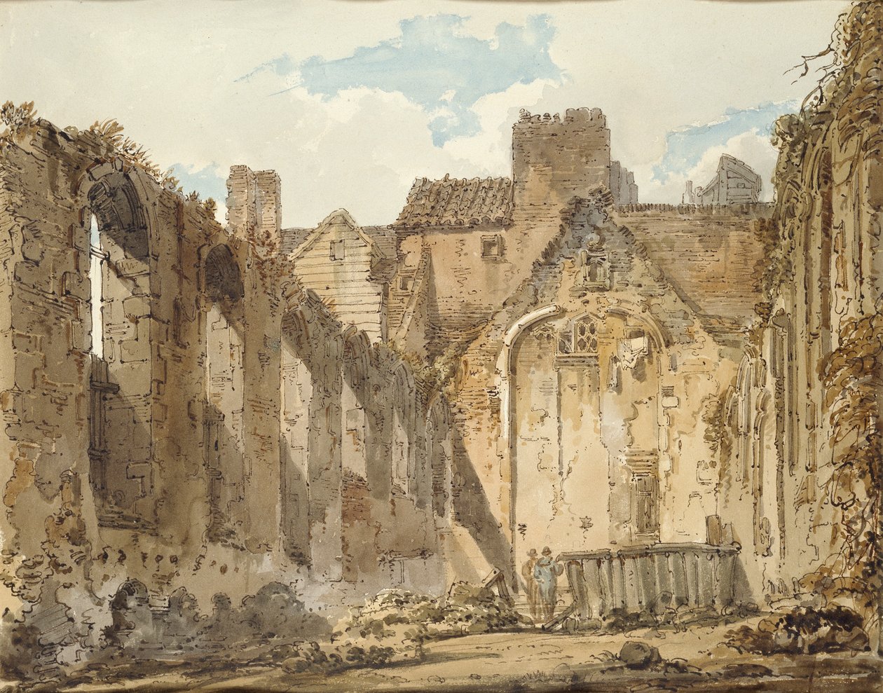Ruinerne af kapellet i Savoy Palace, London, c1795-1796 af Thomas Girtin