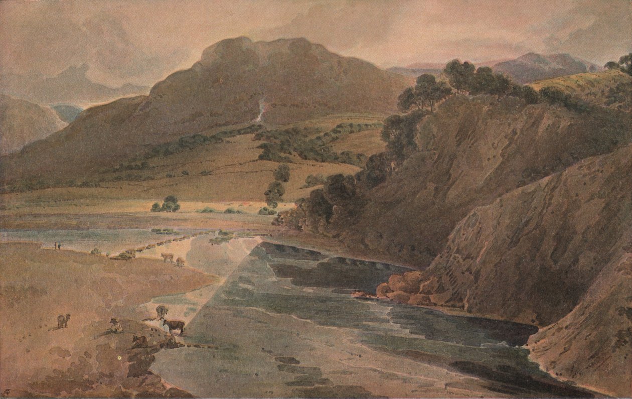 Trappestenene på Wharfe, over Bolton Abbey, Yorkshire, 1801 af Thomas Girtin