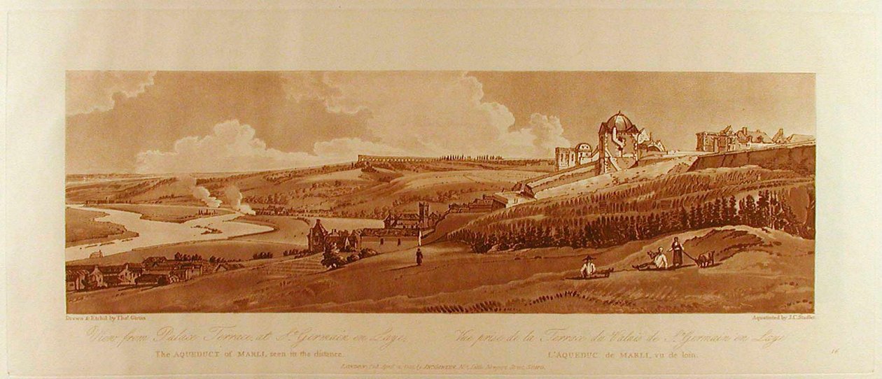 Blick von der Palastterrasse in St. Germain, das Aquädukt von Marli in der Ferne af Thomas Girtin