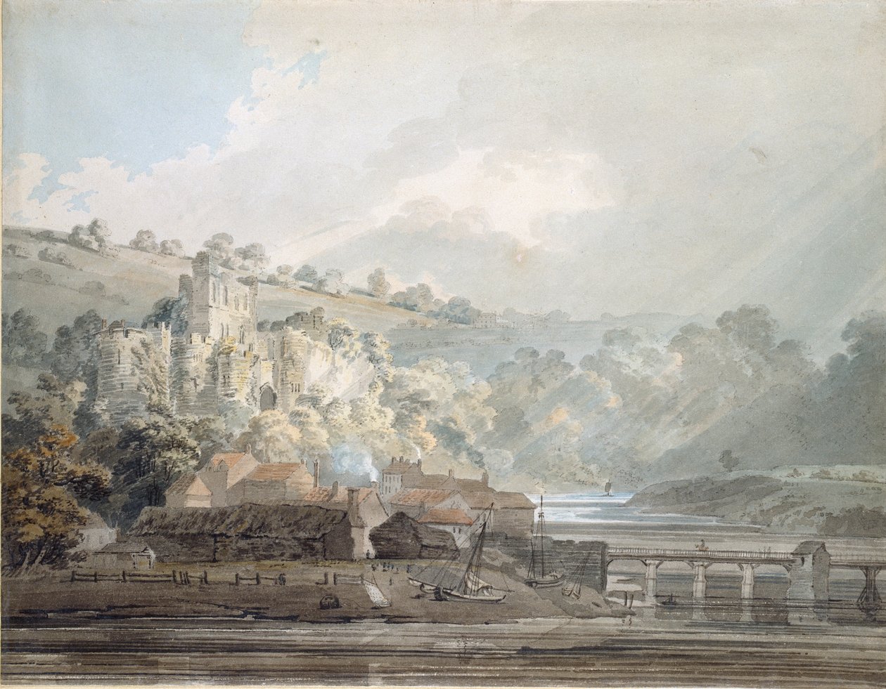 Udsigt over Chepstow, Monmouthshire, ca. 1791-1792 af Thomas Girtin