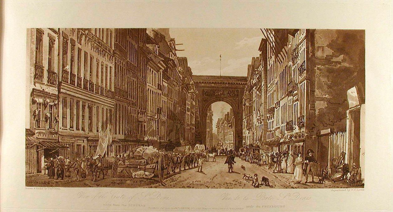 Udsigt til Porte Saint-Denis set fra forstæderne af Thomas Girtin