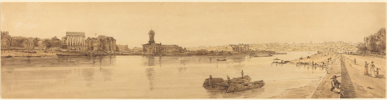 Udsigt over landsbyen Chaillot fra Pont de la Concorde: pl.17 af Thomas Girtin