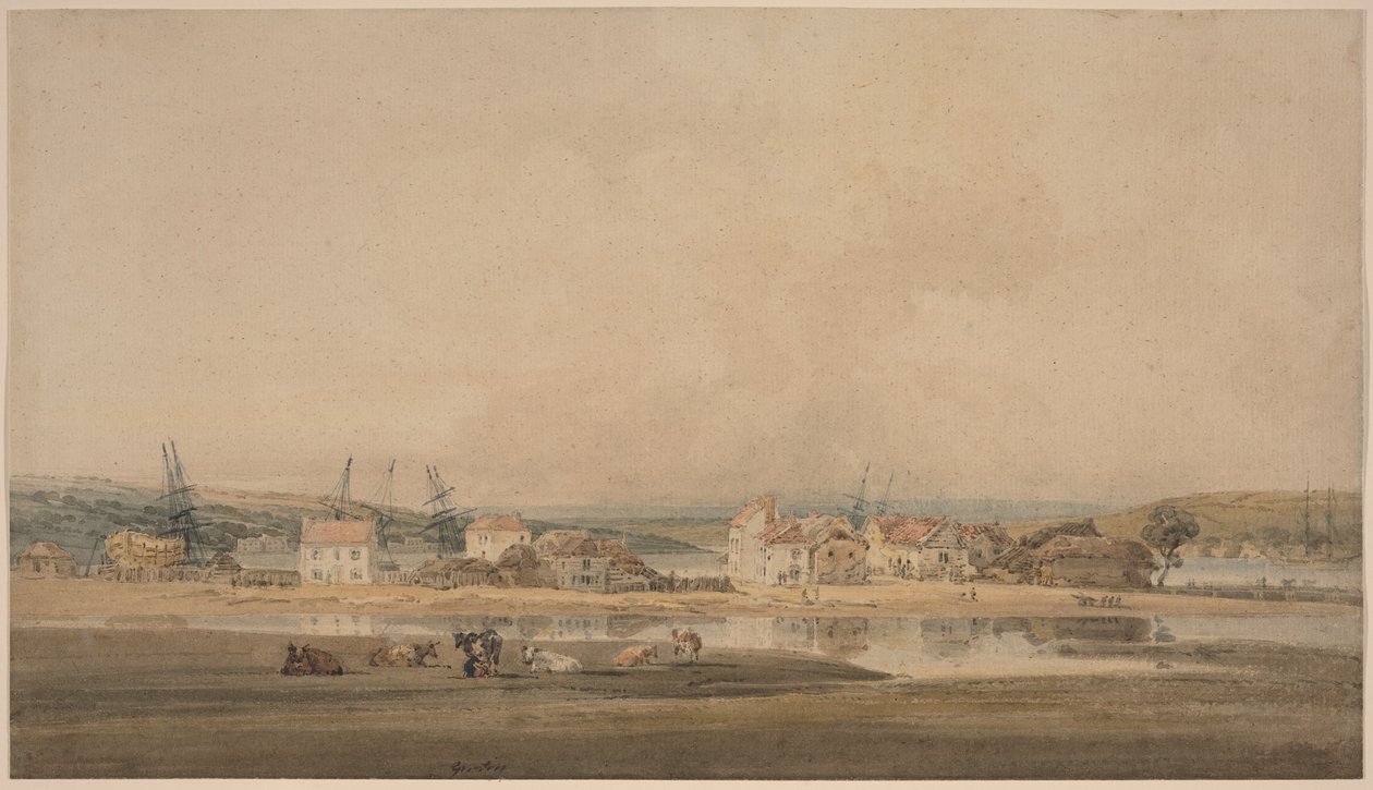 Landsby ved en flodmunding i Devon af Thomas Girtin