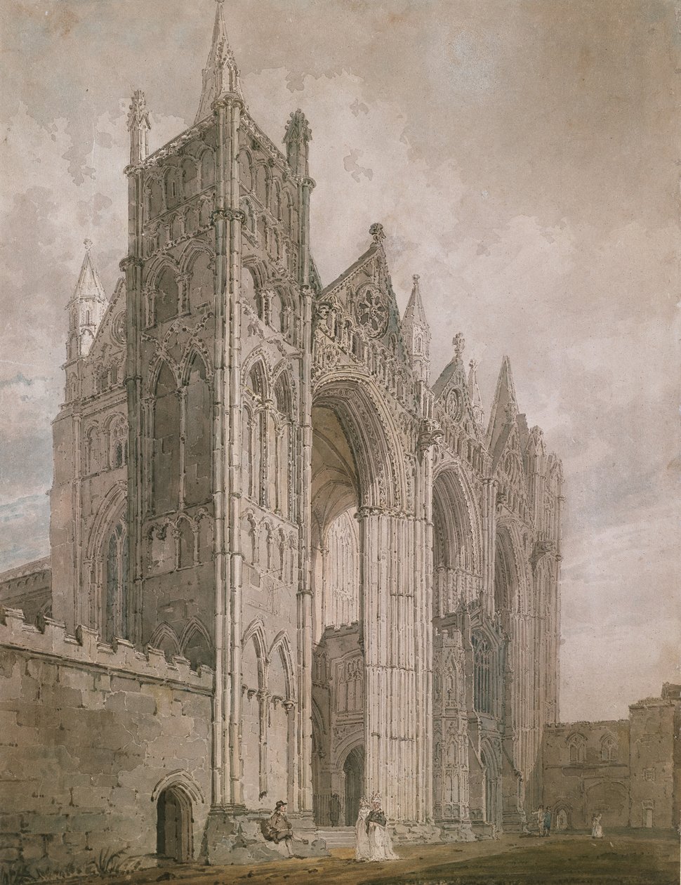 Vestfronten af Peterborough Cathedral af Thomas Girtin