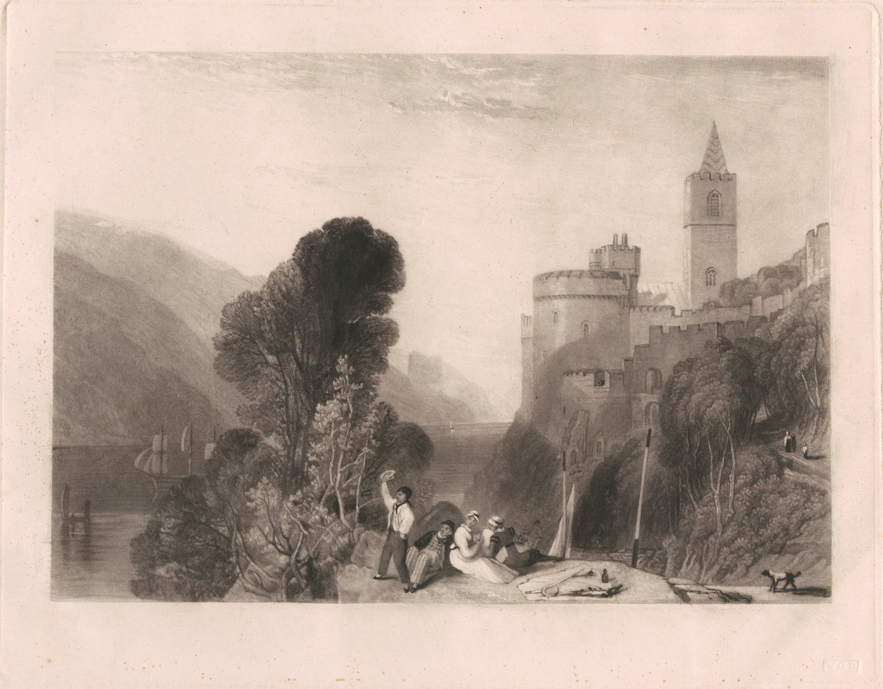 Dartmouth Castle, ved floden Dart af Thomas Goff Lupton