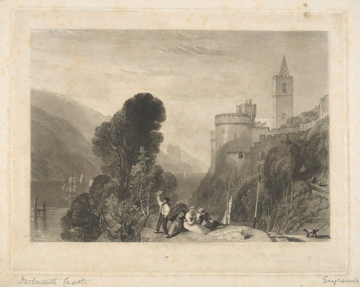 Dartmouth Castle, på floden Dart af Thomas Goff Lupton